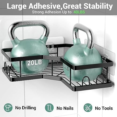 AKTECKE Corner Shower Caddy Bathroom Organizer: Stainless Steel Adhesive Shower - Image 4