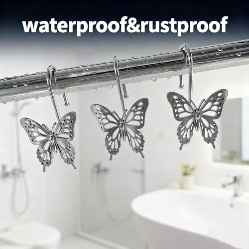 12PCS Decorative Shower Curtain Hooks, Metal Shower Curtain Rings, Rustproof - Image 5