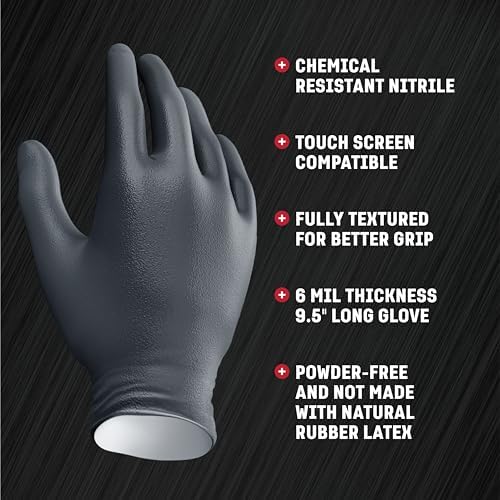 Venom Steel Industrial Nitrile Gloves, Chemical Resistant Disposable Black - Image 4