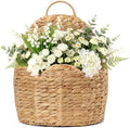Door Basket Scalloped Hanging Storage Basket, Water Hyacinth Woven Wall Baskets by STYLAVE