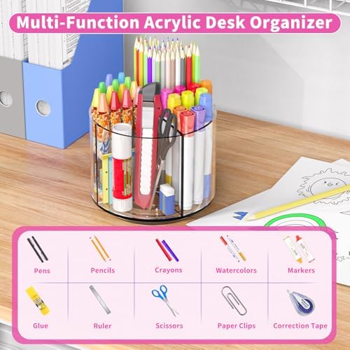 Small Pencil Organizer for Desk Acrylic Art Organizer Clear 4 Compartments - Image 3