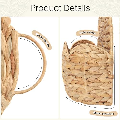2 PC Door Basket Scalloped Hanging Storage Basket, Water Hyacinth Woven Wall - Image 3