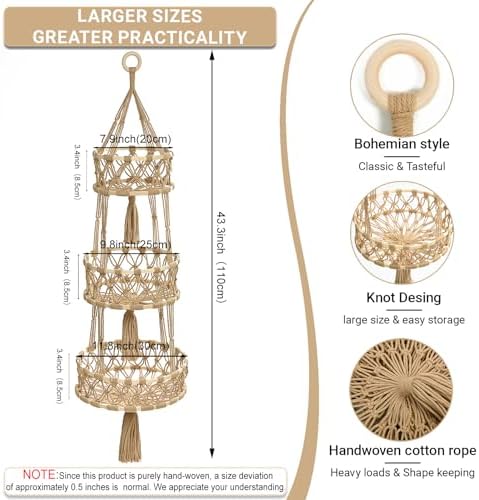 Halidali 3 Tier Hanging Fruit Baskets - Image 2