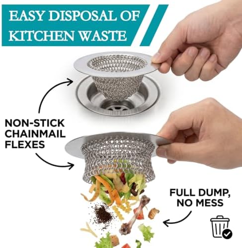 Kitchen Sink Drain Strainer, Reversible 304 Stainless Steel Mesh Strainer - Image 4
