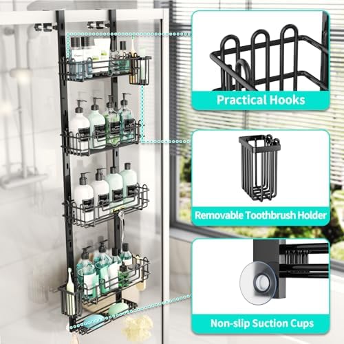 HapiRm 5 Tier Over the Door Shower Caddy, Hanging Shower Caddy - Image 3