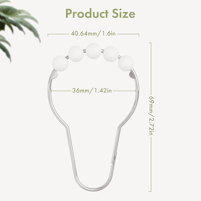Shower Curtain Hooks, Decorative Stainless Steel Shower Curtain Hooks - Image 3