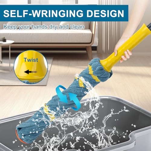 Self-Wringing Twist Mop for Floor Cleaning, Microfiber Cloth Floor mop - Image 2