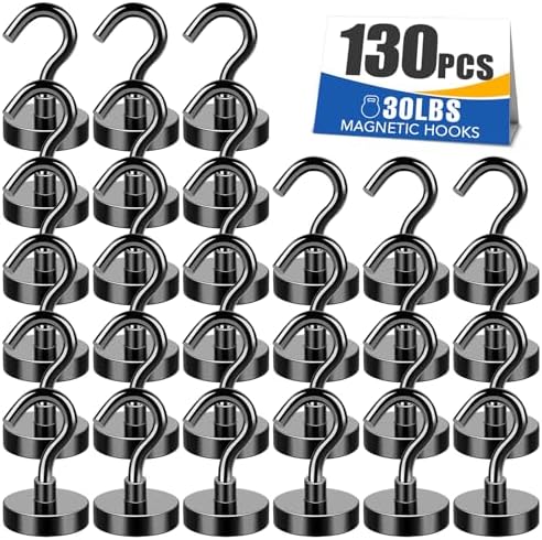 MIKEDE Black Magnetic Hooks Heavy Duty 30Lbs+ Strong Neodymium Magnets by MIKEDE