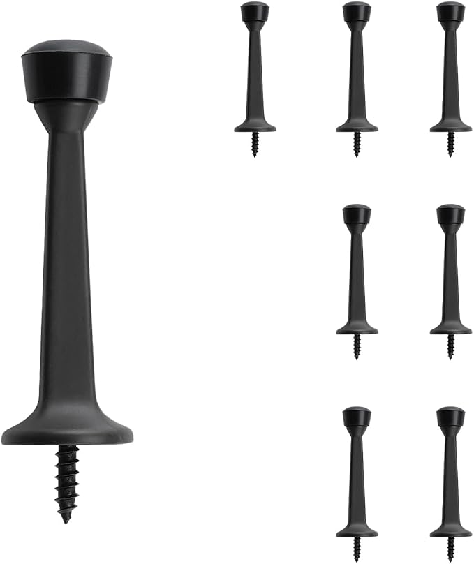 HOME MASTER HARDWARE 3" Heavy Duty Solid Door Stop, 8 Pack, Matte Black | Wall by HOME+MASTER+HARDWARE
