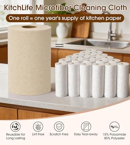 Microfiber Cleaning Cloth Roll, 100 Pack 12 x 12 Inch Tear Away Reusable Paper - Image 4