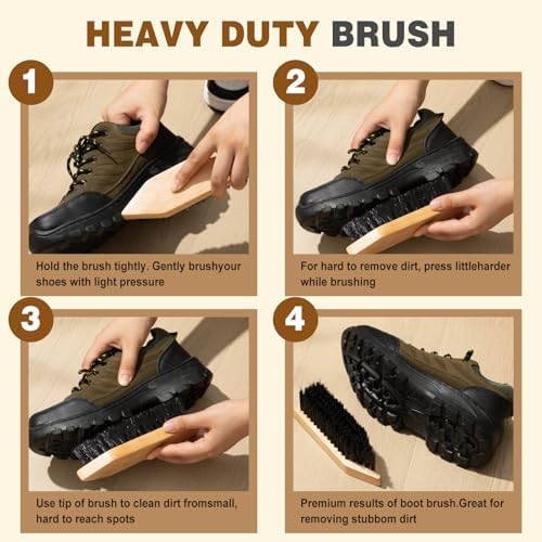 2 Pack Heavy Duty Boot Brush, Wooden Shoe Cleaning Brush - Image 3