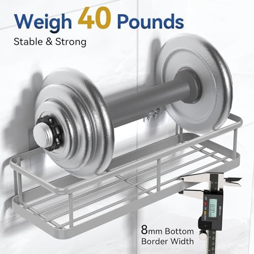 YASONIC Shower Caddy Adhesive, Rustproof Shower Organizer, Large Capacity - Image 3