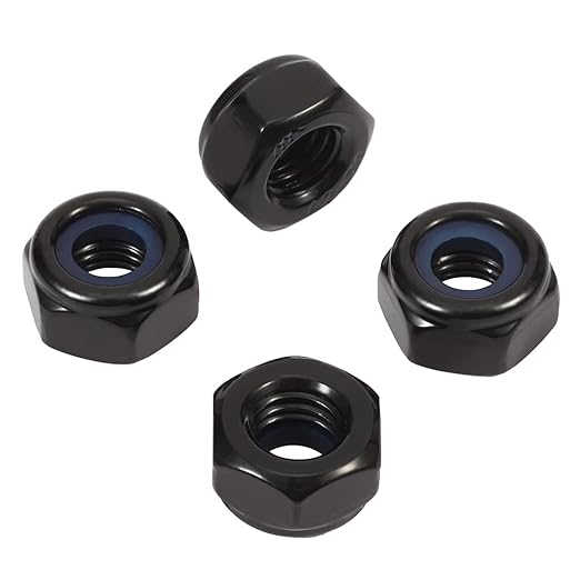 MewuDecor 1/4-20 Nylon Insert Hex Lock Nuts Locknuts, 304 Stainless Steel 18-8, Black Oxide, 100 PCS