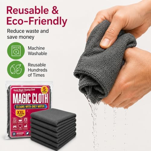 5 Pack Thickened Genie Magic Cleaning Cloth, XXL Microfiber Magic Cloth - Image 2