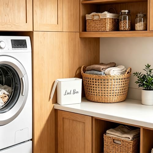 Magnetic Lint Bin with Lid for Laundry Room, Compact Plastic Dryer Lint Holder - Image 4