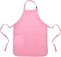 DALIX Apron Commercial Restaurant Home Bib Spun Poly Cotton Kitchen Aprons (2 Pockets) in Pink