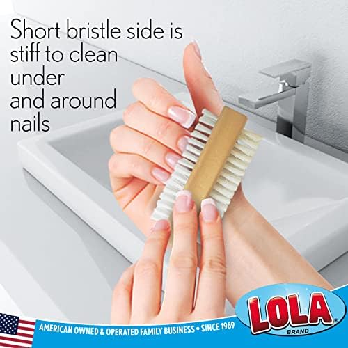 LOLA Classic Hand & Nail Wood Brush, 12 Pack, Heavy Duty 2 Sided Soft & Stiff - Image 4