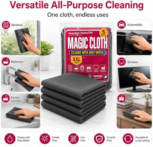 5 Pack Thickened Genie Magic Cleaning Cloth, XXL Microfiber Magic Cloth - Image 7