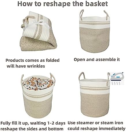 XUANGUO Cotton Rope Laundry Basket Hamper - Image 6