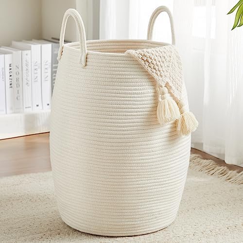 Large Laundry Hamper Basket 65L Woven Blanket Basket by Fionasmagic