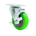 Service Caster Brand Replacement Caster for Uline Caster H-5539SWB - Swivel Top Plate Caster with 4 Inch Green Polyurethane Wheel and Top Lock Brake - Fits Carts, Dollies and Poly Box Trucks H-1956