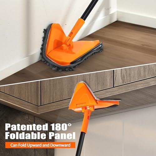 JEHONN Wall Mop with Long Handle 80 inches, Upgraded 180° Collapsible Baseboard - Image 2