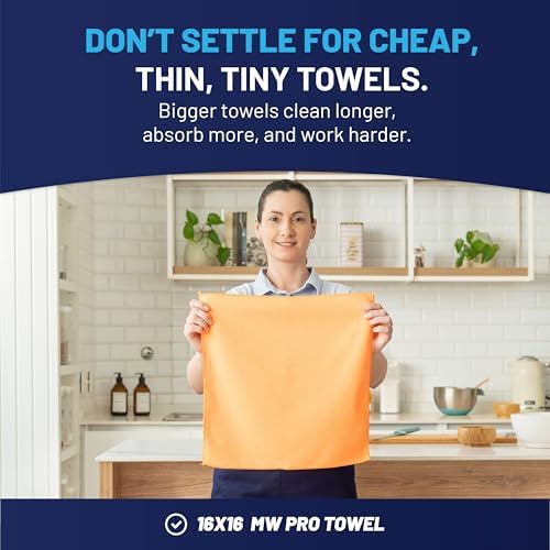 MW Pro Microfiber Cleaning Cloth | Orange | 12 Pack | 16” x 16” | All Purpose - Image 3