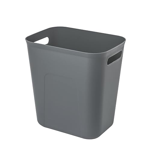 UUJOLY Plastic Small Bathroom Trash Can Wastebasket, 3.5 Gallon, Dark Grey | by UUJOLY
