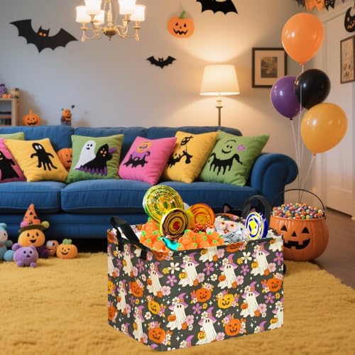Halloween Pumpkin Ghost Storage Basket, Foldable Toy Organizer Bin - Image 2