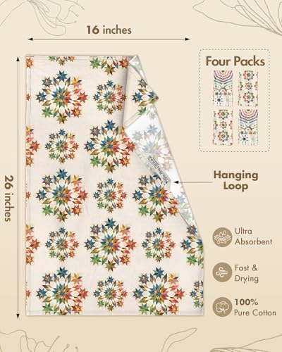 Miss Adola 4 Pack 150GSM Flour Sack Kitchen Towels, Starburst Design - Image 4