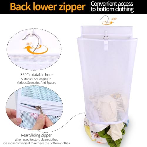Hanging Collapsible Mesh Laundry Hamper - Image 4