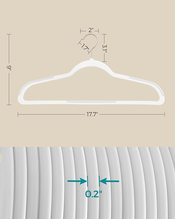 SONGMICS Plastic Clothes Hangers, Space-Saving | 0.2 Inches Thick, 17.7 Inches - Image 5