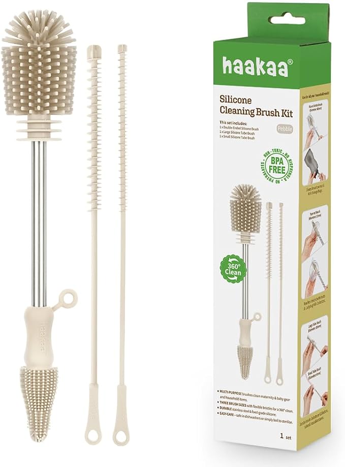 Haakaa Food-Grade Silicone Cleaning Brush Kit 3-Piece | Household Cleaning by haakaa