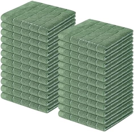 Homaxy 100% Cotton Terry Kitchen Dish Cloths, 24 Pack, Grass Green by Homaxy