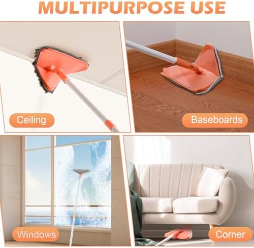 RONSUNG Wall Cleaner Mop, 82-Inch Handle, Baseboard Cleaner Tool, 6 Pads - Image 6