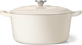 TeamFar Enameled Cast Iron Dutch Oven, 7qt Dutch Oven Pot Nonstick Cookware with Lid & Dual Handles for Bread Baking, Cooking, Oven Safe up to 500℉ & Various Stovetops, Healthy & Heavy Duty - White