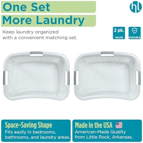 Home Logic 1.5 Bushel Plastic Laundry Basket Front Load, Large Laundry Hamper - Image 6