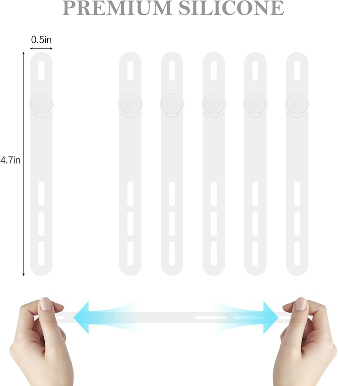 Donruby 30Pcs Silicone Cable Ties, Reusable Cord Organizer Straps, 4.7" - Image 2