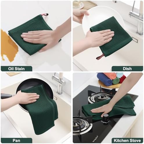 Homaxy 10 Pack 100% Cotton Kitchen Towels and Dishcloths Set - Image 5