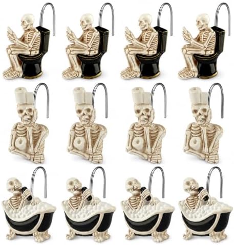 FRIENDISU 12Pcs Halloween Skeleton Shower Curtain Hooks by FRIENDISU