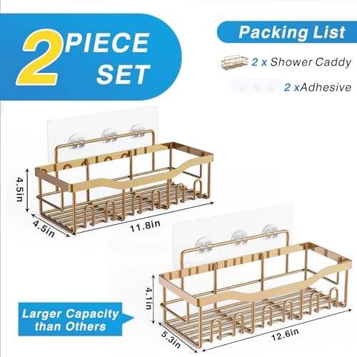 EUDELE Shower Caddy 2 Pack, Adhesive Organizer - Image 7