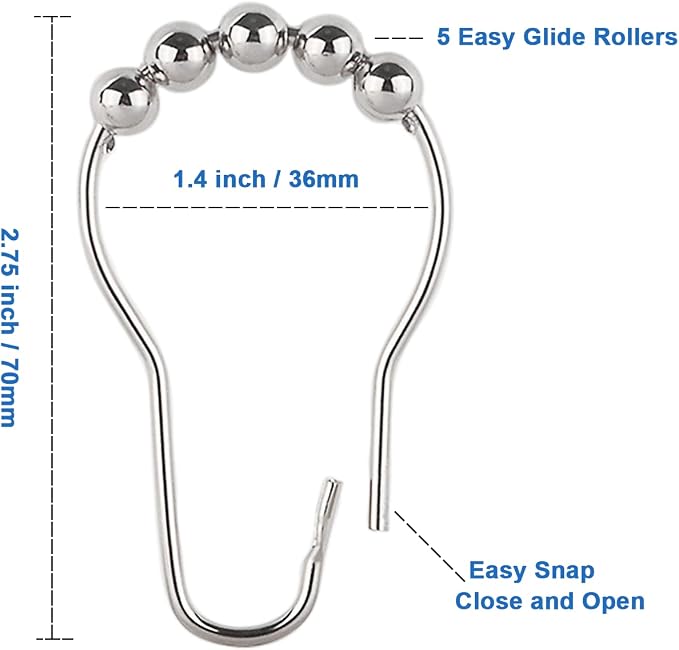Shower Curtain Hooks Rings, Rustproof Metal Shower Curtain Rings - Image 2