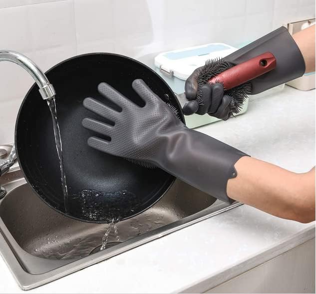 Silicone Dishwashing Gloves, Pet Grooming Rubber Scrubbing - Image 3
