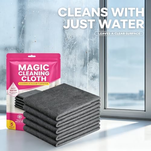 5 Pack Magic Cleaning Cloth, Thick Microfiber Streak Free Cleaning Wipes - Image 4