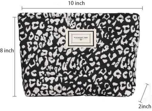 SxoSyo Leopard Makeup Bags, Large Canvas Cosmetic Pouch - Image 4