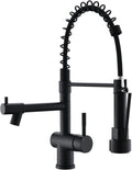 Commercial Faucet with Sprayer, Matte Black Kitchen Faucet Modern Single Handle by KICIMPRO