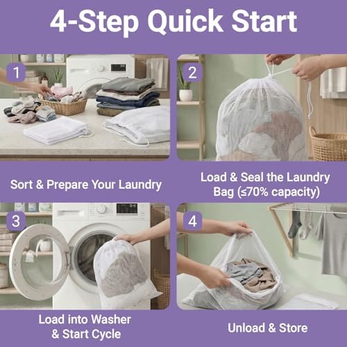 2 Pack Large Mesh Laundry Bags White 23.6x35.4 Inch - Image 3