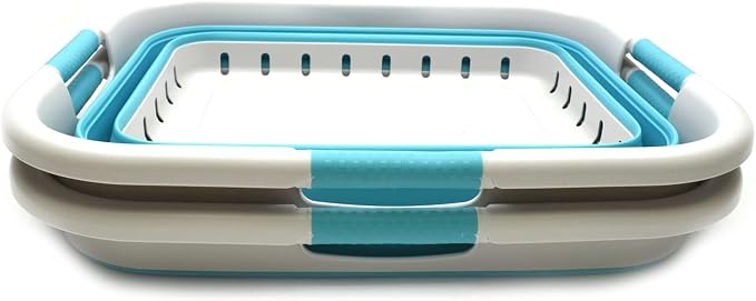 SAMMART 41L Set of 2 Collapsible 3 Handled Plastic Laundry Basket-Foldable Pop - Image 2