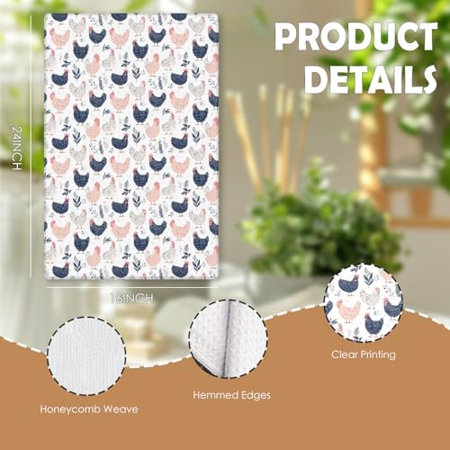 Rustic Chicken Kitchen Towels, Chicken Lover Mom Lady Gifts Decorative Dish Tea - Image 7