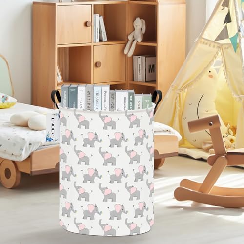 Round Elephant calf Laundry Hamper Waterproof Fabric Home Storage - Image 5